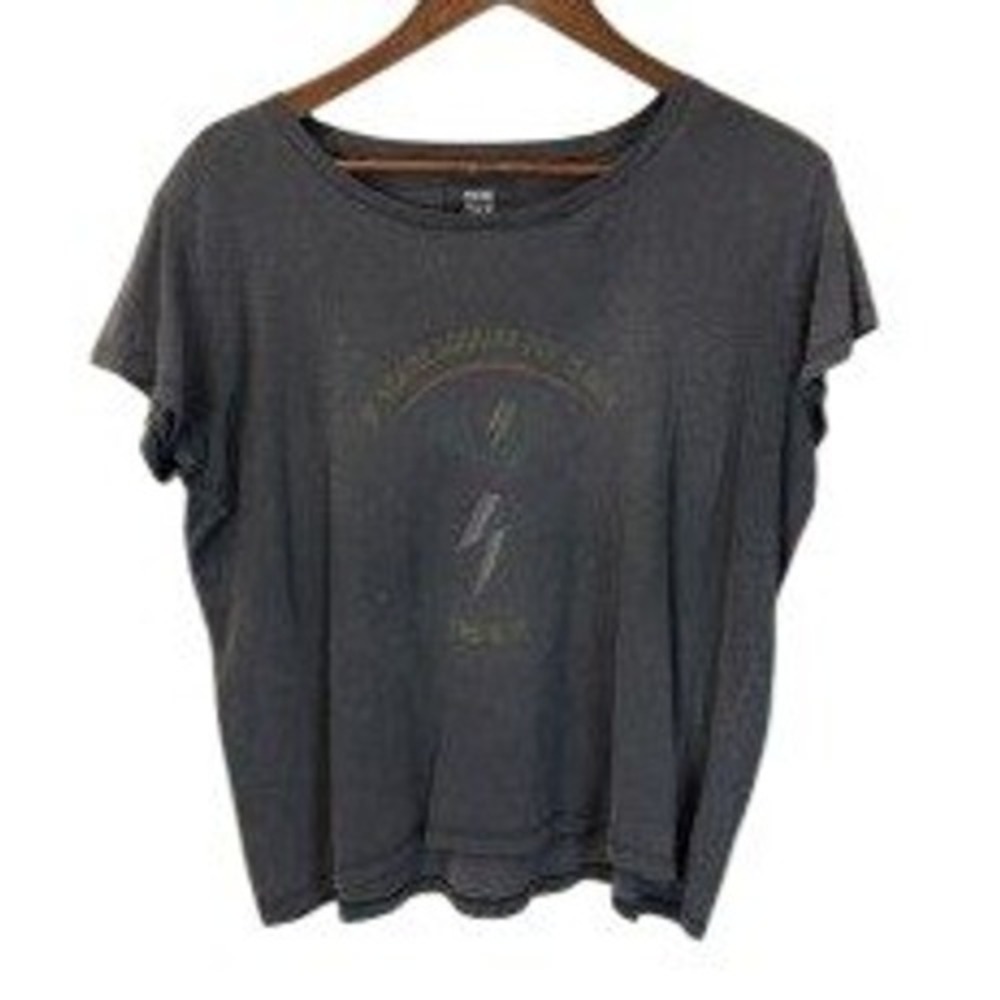 ONE TEE Dark Gray Distressed Thrashed Grunge Graphic T-Shirt size Medium
